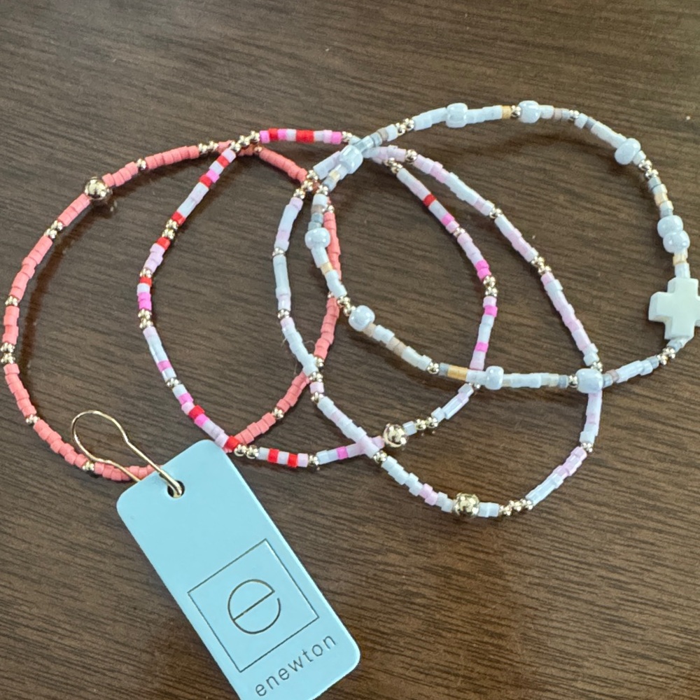 Enewton • Colorful pink peach white beaded stackable bracelets $88 NWT